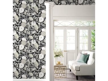 York Wallcoverings Black & White Resource Library Black Cream Vincent Poppies Wallpaper YWBW3981