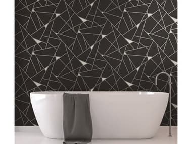 York Wallcoverings Black & White Resource Library Black Silver Prismatic Wallpaper YWBW3985