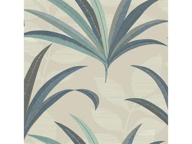 York Wallcoverings Antonina Vella Deco Taupe Dark Blue El Morocco Palm Peel & Stick Wallpaper YWCA1552