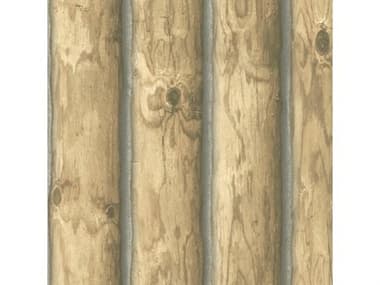 York Wallcoverings Country Book Light Brown Mountain Logs Wallpaper YWCH7977