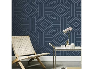 York Wallcoverings Candice Olson Modern Artisan II Navy Diverging Diamonds Wallpaper YWCI2375