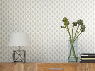 York Wallcoverings Water's Edge Resource Library Off White French Scallop Wallpaper YWCV4458