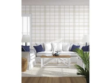 York Wallcoverings Water's Edge Resource Library Off White Charter Plaid Wallpaper YWCV4466