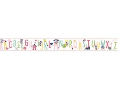 York Wallcoverings Disney Kids Vol-4 Pink Disney Mickey Mouse ABC Wallpaper Border YWDI0971BD