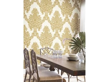 York Wallcoverings Damask Resource Library Gold Pineapple Plantation Wallpaper YWDM4971