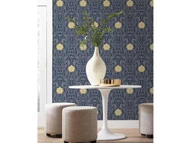 York Wallcoverings Damask Resource Library Navy Gatsby Damask Wallpaper YWDM4994