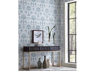 York Wallcoverings Damask Resource Library Blue Palmetto Palm Damask Wallpaper YWDM5012