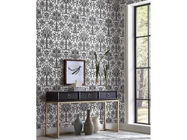 York Wallcoverings Damask Resource Library Black Palmetto Palm Damask Wallpaper YWDM5014