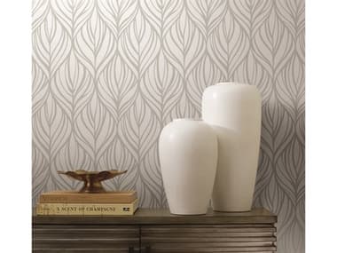 York Wallcoverings Candice Olson After 8 White Silver Palma Wallpaper YWDT5084