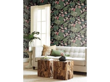 York Wallcoverings Greenhouse Black Pink Lotus Pond Wallpaper YWGO8292