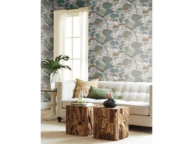 York Wallcoverings Greenhouse Grey Blue Lotus Pond Wallpaper YWGO8294