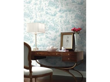 York Wallcoverings Grandmillennial Teal Seasons Toile Wallpaper YWGR5923