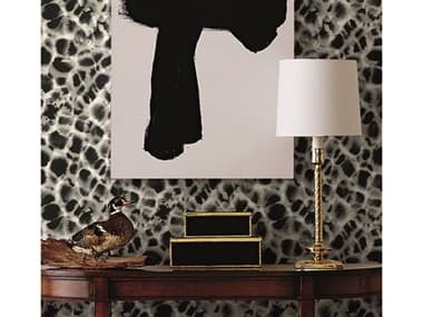 York Wallcoverings Ronald Redding Traveler Black & Off White Leopard Rosettes Wallpaper YWHO2164