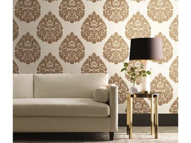 York Wallcoverings Ronald Redding 24 Karat Gold Teardrop Damask Wallpaper YWKT2141