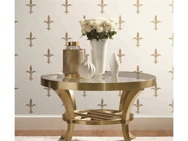 York Wallcoverings Ronald Redding 24 Karat White Gold Fleur De Lis Wallpaper YWKT2192