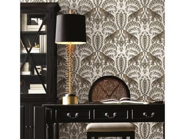 York Wallcoverings Ronald Redding 24 Karat White Black Jungle Leopard Wallpaper YWKT2202