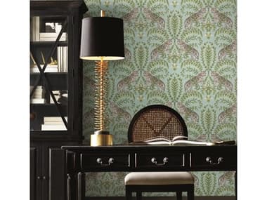 York Wallcoverings Ronald Redding 24 Karat Teal Jungle Leopard Wallpaper YWKT2204