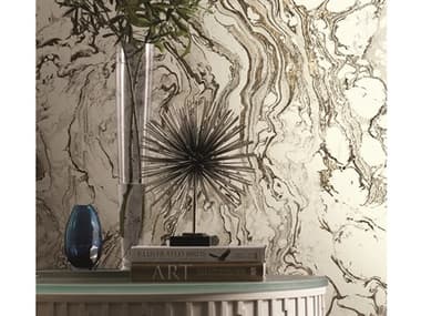 York Wallcoverings Ronald Redding 24 Karat Black White Polished Marble Wallpaper YWKT2221