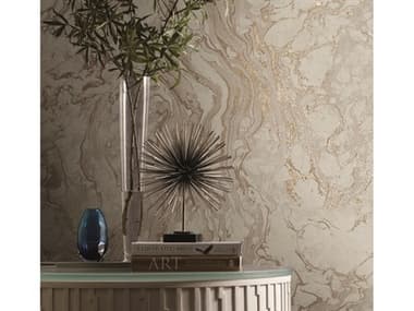 York Wallcoverings Ronald Redding 24 Karat Taupe Polished Marble Wallpaper YWKT2225