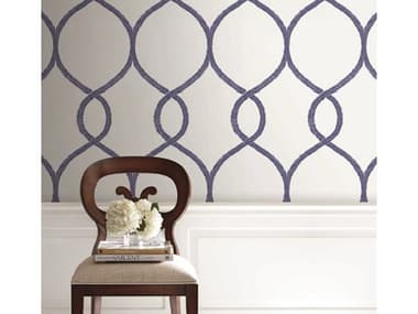 York Wallcoverings Ronald Redding 24 Karat Navy Laurel Leaf Ogee Wallpaper YWKT2232