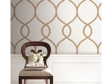 York Wallcoverings Ronald Redding 24 Karat Gold Laurel Leaf Ogee Wallpaper YWKT2234