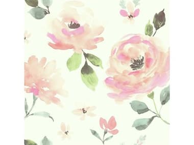 York Wallcoverings IBC 4 Earthy Tones Pinks Oranges Watercolor Blooms Wallpaper YWLK8318