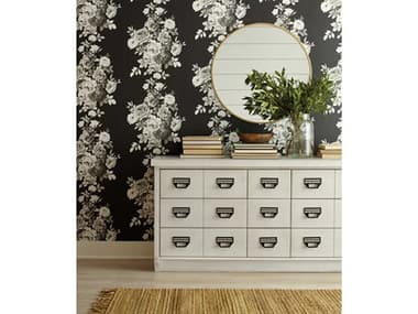 York Wallcoverings Magnolia Home Vol. II Black White Tea Rose Wallpaper YWME1533