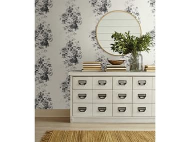 York Wallcoverings Magnolia Home Vol. II Black White Tea Rose Wallpaper YWME1534