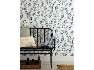 York Wallcoverings Magnolia Home Vol. II Teal Weekends Olive Branch Wallpaper YWME1536