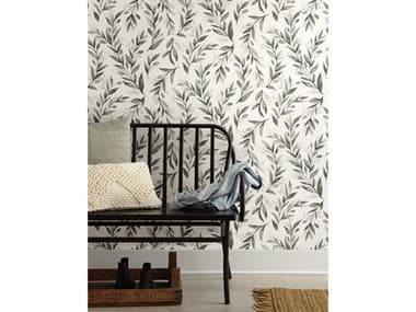 York Wallcoverings Magnolia Home Vol. II Charcoal Olive Branch Wallpaper YWME1537