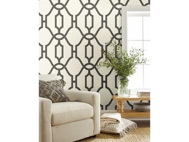 York Wallcoverings Magnolia Home Vol. II Charcoal Repurpose Woven Trellis Wallpaper YWME1550