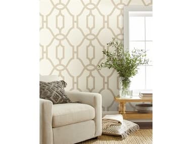 York Wallcoverings Magnolia Home Vol. II Beige Woven Trellis Wallpaper YWME1554