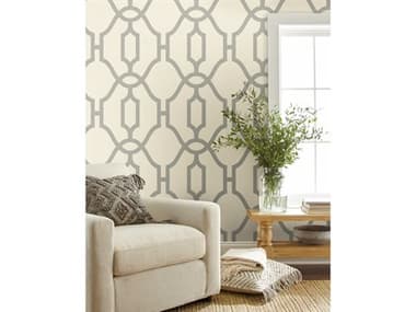 York Wallcoverings Magnolia Home Vol. II Quarry Grey Woven Trellis Wallpaper YWME1555