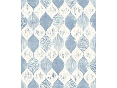 York Wallcoverings Magnolia Home Vol. II Blue Woodblock Wallpaper YWME1568