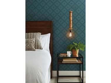 York Wallcoverings Magnolia Home Vol. II Teal Weekends Diamond Sketch Wallpaper YWME1577