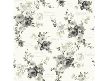 York Wallcoverings Magnolia Home Grey White Heirloom Rose Wallpaper YWMH1524