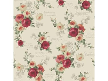 York Wallcoverings Magnolia Home Red Beige Heirloom Rose Wallpaper YWMH1526