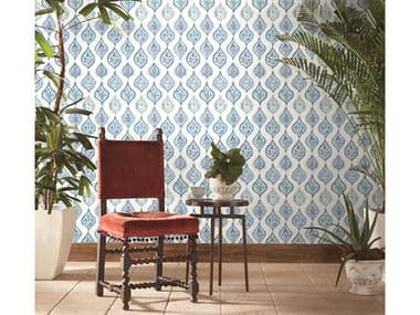 York Wallcoverings Mediterranean White Blue Marketplace Motif Wallpaper YWMN1850