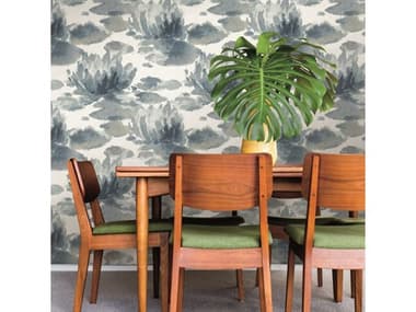 York Wallcoverings Candice Olson Botanical Dreams Dark Blue Water Lily Wallpaper YWNA0527