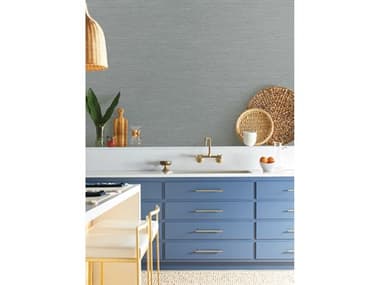 York Wallcoverings Natural Digest Blue Grey Grass Roots Wallpaper YWND3037N