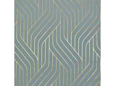 York Wallcoverings Antonina Vella Modern Metals Blue Gold Ebb Flow Wallpaper YWNW3520