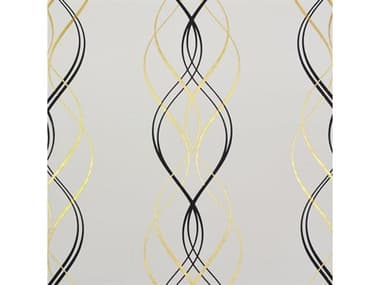 York Wallcoverings Antonina Vella Modern Metals Black White Aurora Wallpaper YWNW3548