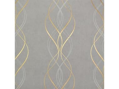 York Wallcoverings Antonina Vella Modern Metals Grey Gold Aurora Wallpaper YWNW3550