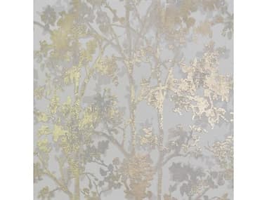 York Wallcoverings Antonina Vella Modern Metals White Gold Shimmering Foliage Wallpaper YWNW3583