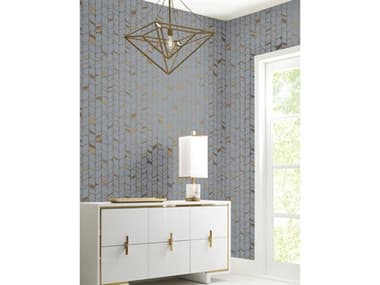 York Wallcoverings Modern Nature 2nd Edition Blue Gold Perfect Petals Wallpaper YWOS4202