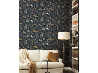 York Wallcoverings Rifle Paper Co. Second Edition Blue Brown Menagerie Wallpaper YWRP7304