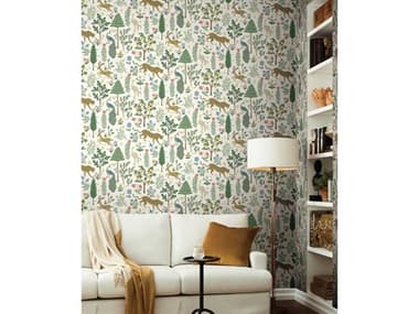 York Wallcoverings Rifle Paper Co. Second Edition White Brown Menagerie Wallpaper YWRP7305