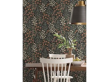 York Wallcoverings Rifle Paper Co. Second Edition Black Red Wildwood Garden Wallpaper YWRP7378