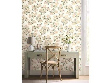 York Wallcoverings Rifle Paper Co. Second Edition Beige Pink Hydrangea Wallpaper YWRP7393