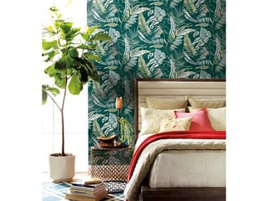 York Wallcoverings Tropics Resource Library Dark Green Tropical Toss Wallpaper YWTC2621